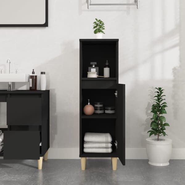 vidaXL Baderomsskap svart 30x30x100 cm konstruert tre