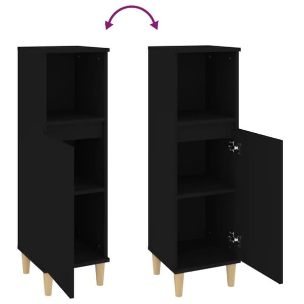 vidaXL Baderomsskap svart 30x30x100 cm konstruert tre