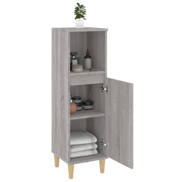 vidaXL Badrumsskåp grå sonoma 30x30x100 cm konstruerat trä