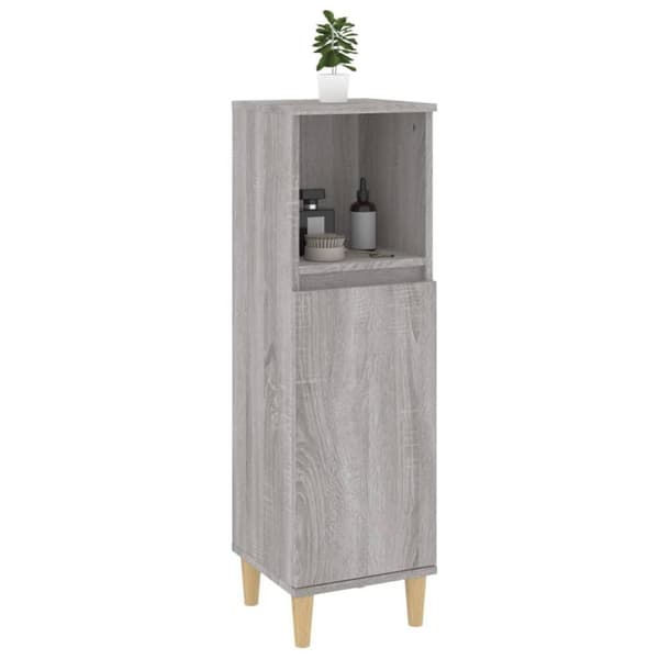 vidaXL Badrumsskåp grå sonoma 30x30x100 cm konstruerat trä