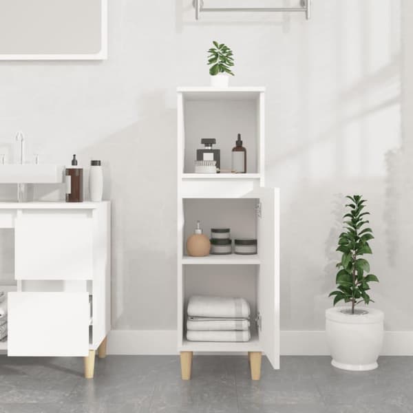 vidaXL Baderomsskap hvit 30x30x100 cm konstruert tre