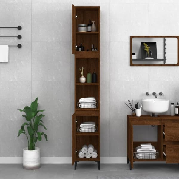 vidaXL Badrumsskåp brun ek 30x30x190 cm konstruerat trä
