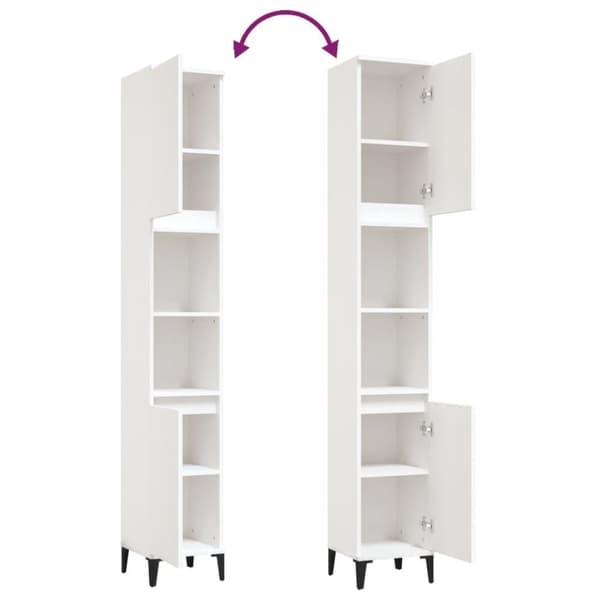 vidaXL badeværelsesskab 30x30x190 cm konstrueret træ hvid