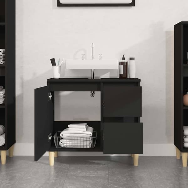 vidaXL badeværelsesskab 65x33x60 cm konstrueret træ sort