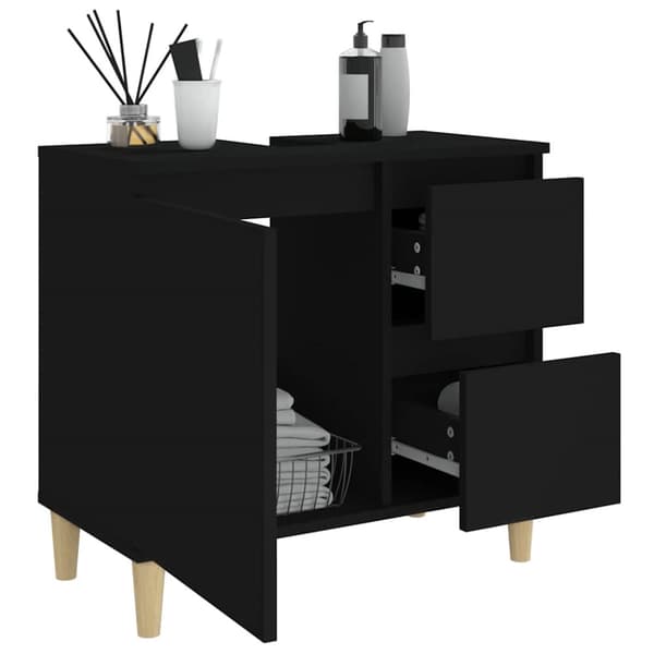 vidaXL badeværelsesskab 65x33x60 cm konstrueret træ sort
