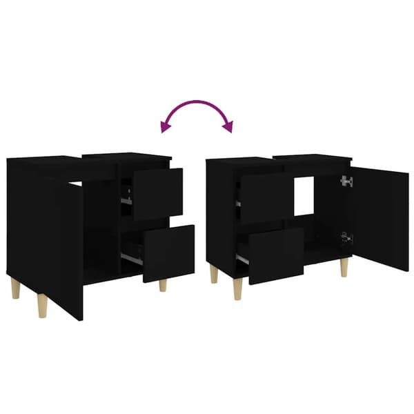 vidaXL badeværelsesskab 65x33x60 cm konstrueret træ sort