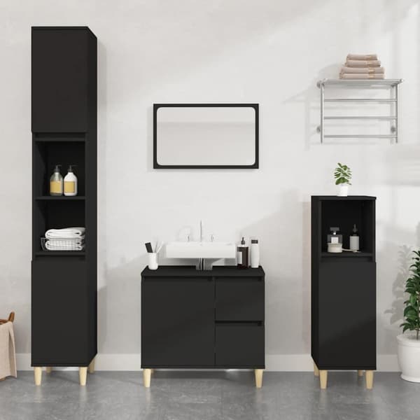vidaXL badeværelsesskab 65x33x60 cm konstrueret træ sort