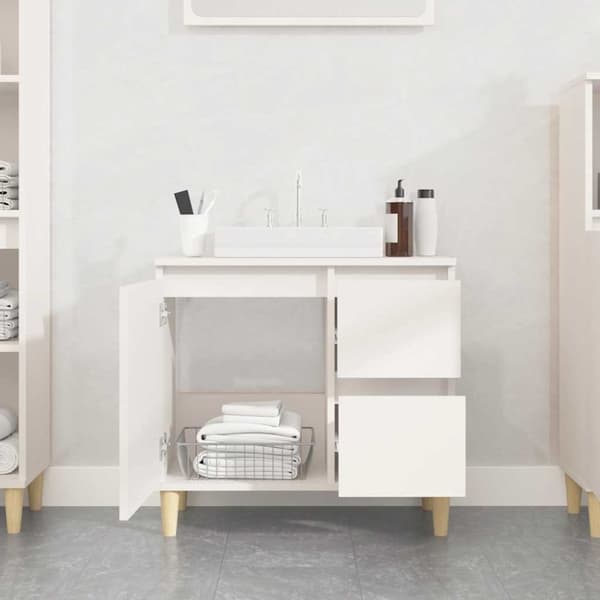 vidaXL badeværelsesskab 65x33x60 cm konstrueret træ hvid