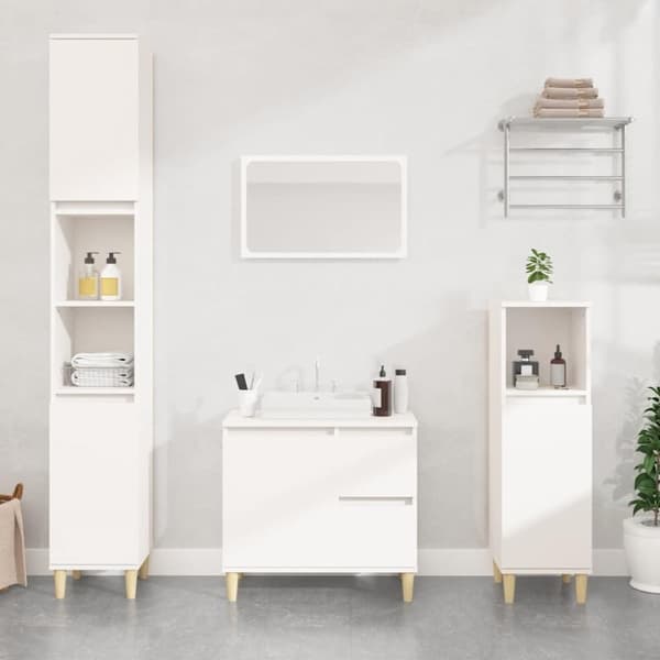 vidaXL badeværelsesskab 65x33x60 cm konstrueret træ hvid