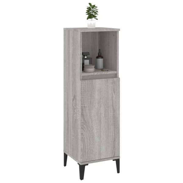 vidaXL badeværelsesskab 30x30x100 cm konstrueret træ grå sonoma-eg