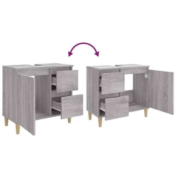 vidaXL badeværelsesskab 65x33x60 cm konstrueret træ grå sonoma-eg