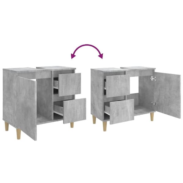 vidaXL badeværelsesskab 65x33x60 cm konstrueret træ betongrå