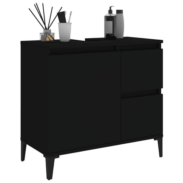 vidaXL badeværelsesskab 65x33x60 cm konstrueret træ sort