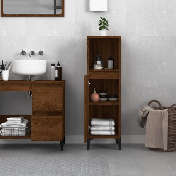 vidaXL Badrumsskåp brun ek 30x30x100 cm konstruerat trä