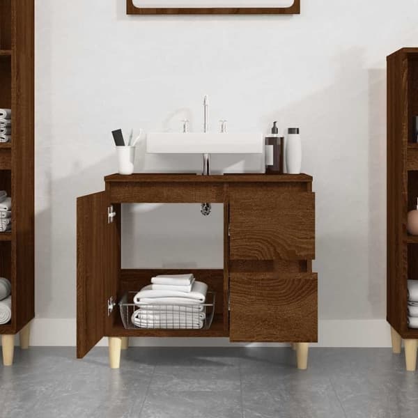 vidaXL Baderomsskap brun eik 65x33x60 cm konstruert tre