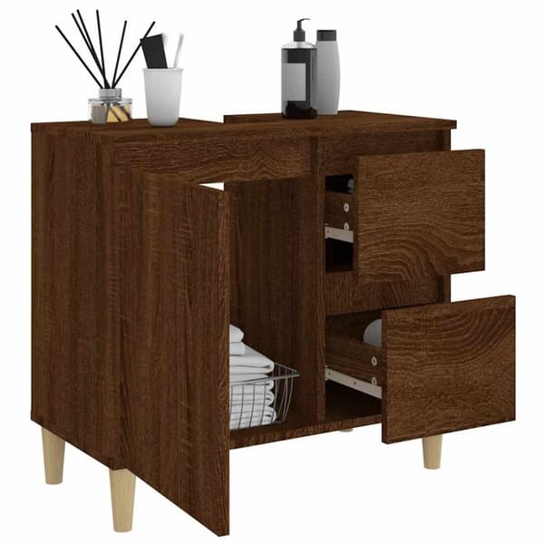 vidaXL Baderomsskap brun eik 65x33x60 cm konstruert tre