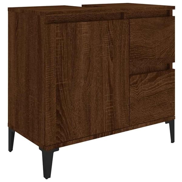 vidaXL badeværelsesskab 65x33x60 cm konstrueret træ brun egetræsfarve