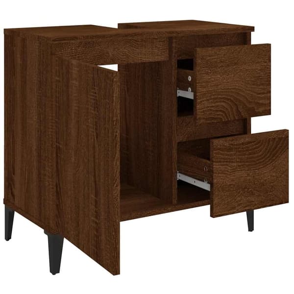 vidaXL badeværelsesskab 65x33x60 cm konstrueret træ brun egetræsfarve