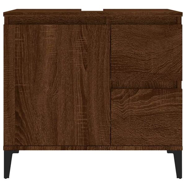vidaXL badeværelsesskab 65x33x60 cm konstrueret træ brun egetræsfarve