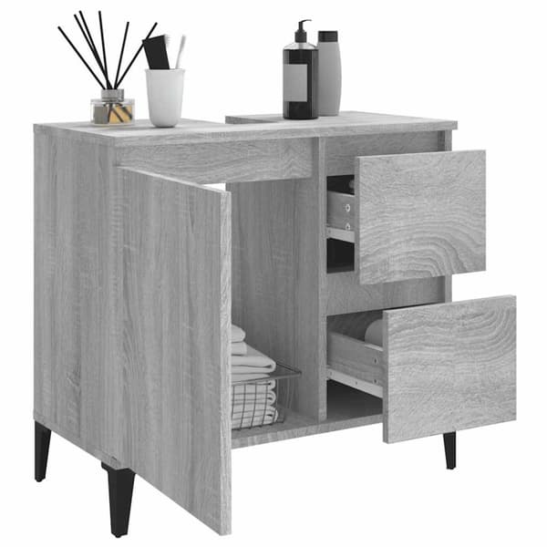 vidaXL badeværelsesskab 65x33x60 cm konstrueret træ grå sonoma-eg