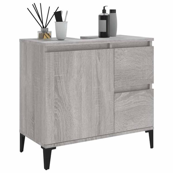vidaXL badeværelsesskab 65x33x60 cm konstrueret træ grå sonoma-eg