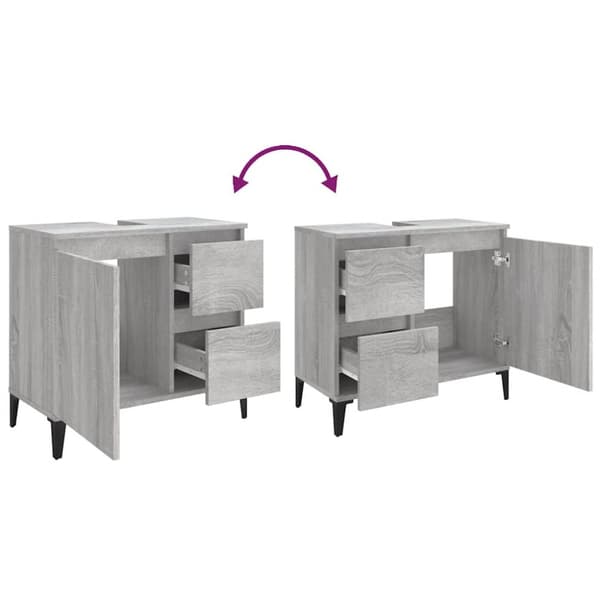 vidaXL badeværelsesskab 65x33x60 cm konstrueret træ grå sonoma-eg