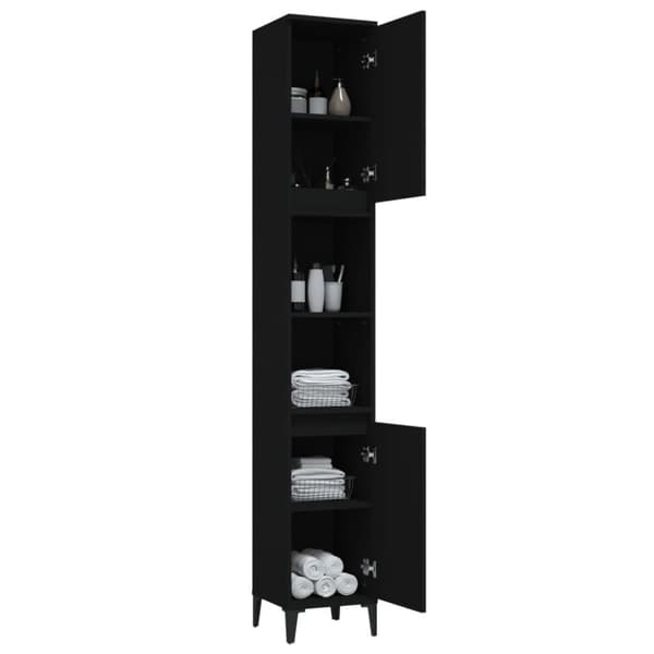 vidaXL badeværelsesskab 30x30x190 cm konstrueret træ sort