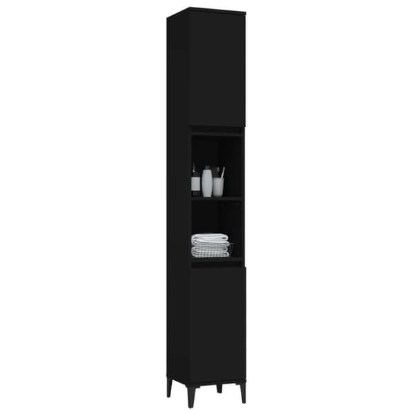 vidaXL Baderomsskap svart 30x30x190 cm konstruert tre