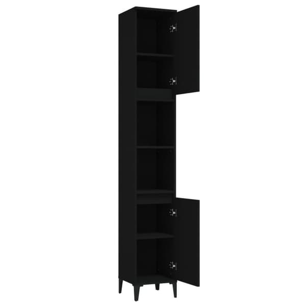 vidaXL Baderomsskap svart 30x30x190 cm konstruert tre