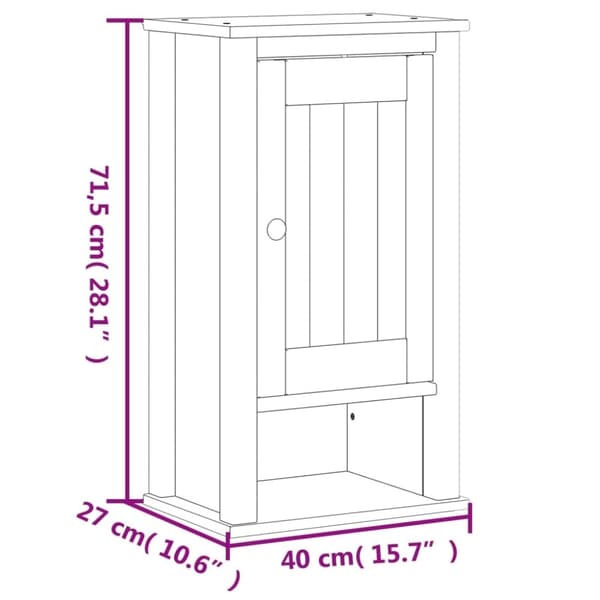 vidaXL Kylpyhuoneen seinäkaappi BERG musta 40x27x71,5 cm täysi mänty