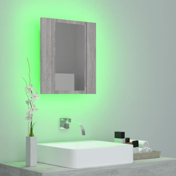 LED peilikaappi harmaa Sonoma 40x12x45 cm tekninen puu