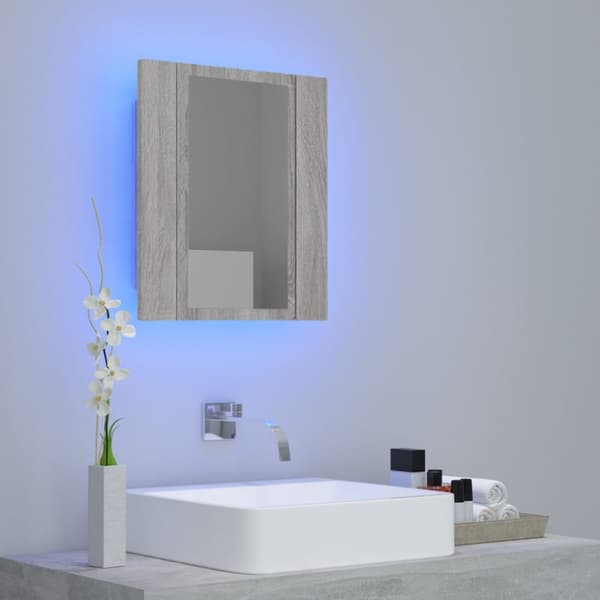 LED peilikaappi harmaa Sonoma 40x12x45 cm tekninen puu