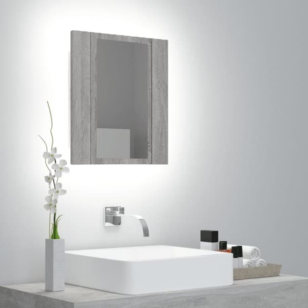 LED peilikaappi harmaa Sonoma 40x12x45 cm tekninen puu
