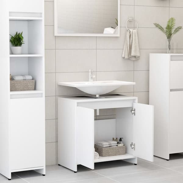 badeværelsesskab 60x33x61 cm konstrueret træ hvid