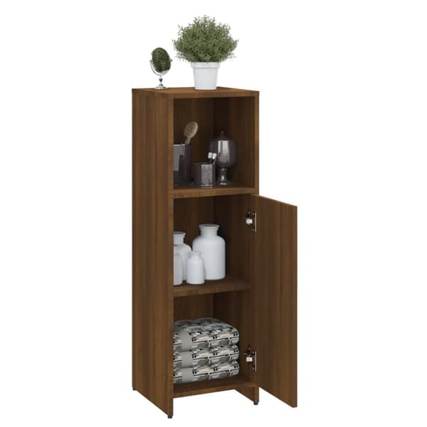 badeværelsesskab 30x30x95 cm konstrueret træ brunt egetræ