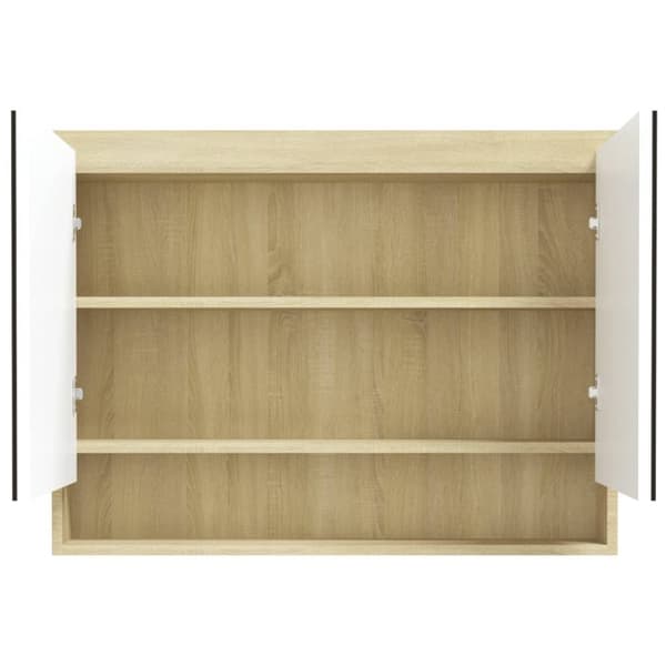 badeværelsesskab med spejl 80x15x60 cm MDF hvid og eg