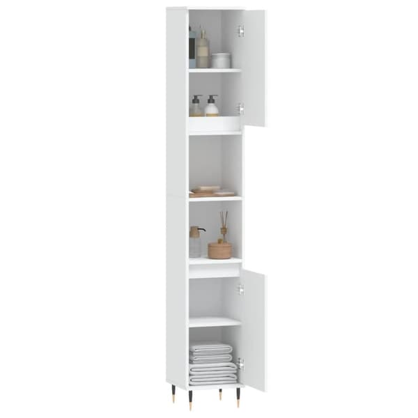 badeværelsesskab 30x30x190 cm konstrueret træ hvid