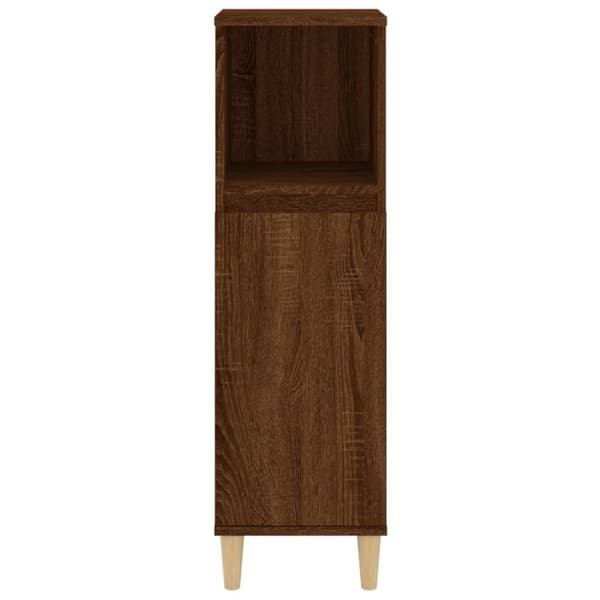 badeværelsesskab 30x30x100 cm konstrueret træ brunt egetræ