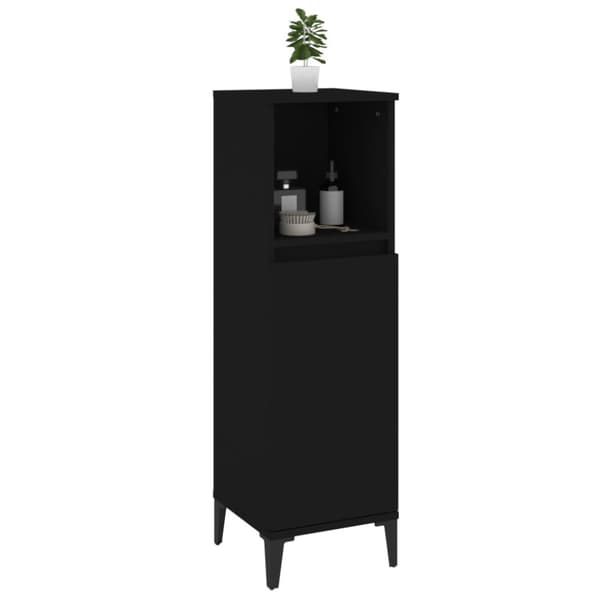 Kylpyhuoneen kaappi musta 30x30x100 cm tekninen puu