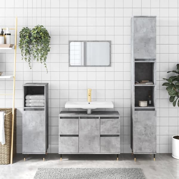 badeværelsesskab 80x33x60 cm konstrueret træ betongrå