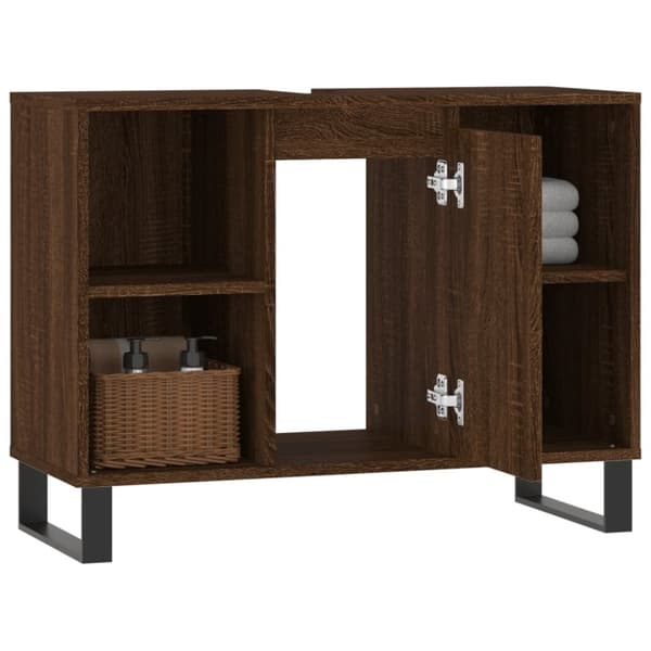badeværelsesskab 80x33x60 cm konstrueret træ brun egetræsfarve