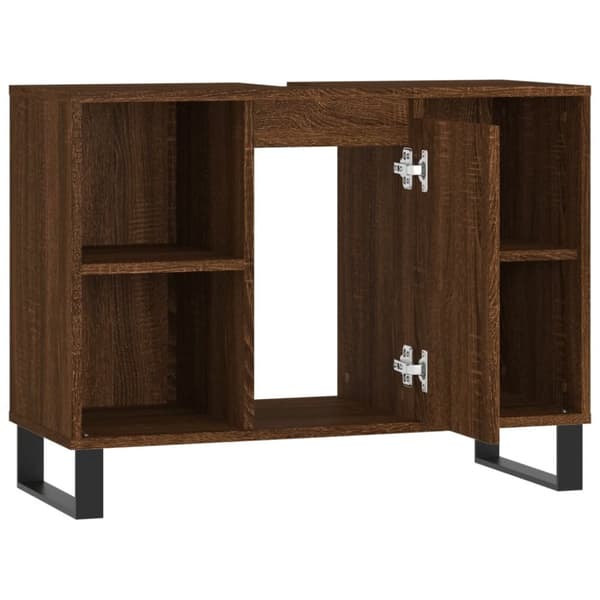 badeværelsesskab 80x33x60 cm konstrueret træ brun egetræsfarve