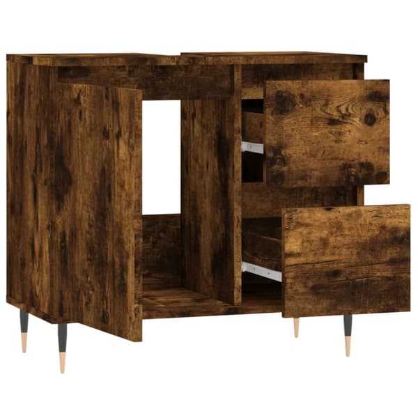 badeværelsesskab 65x33x60 cm konstrueret træ røget egetræ