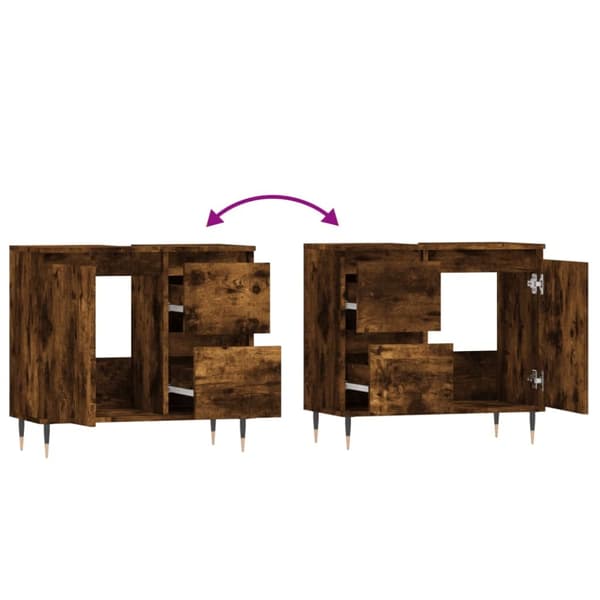 badeværelsesskab 65x33x60 cm konstrueret træ røget egetræ