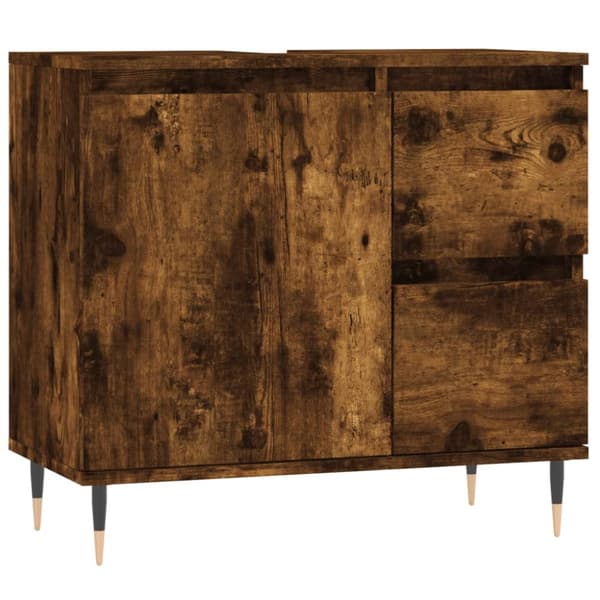 badeværelsesskab 65x33x60 cm konstrueret træ røget egetræ