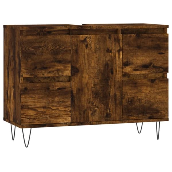 badeværelsesskab 80x33x60 cm konstrueret træ røget egetræsfarve