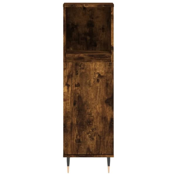 badeværelsesskab 30x30x100 cm konstrueret træ røget egetræ