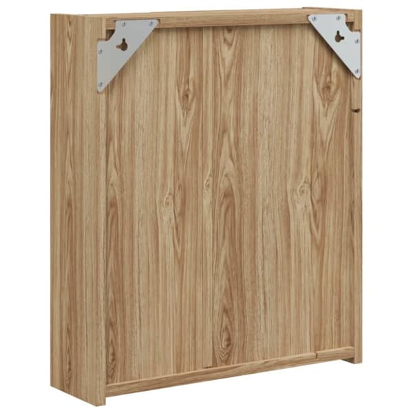Kylpyhuoneen peilikaappi LED-valolla vaalea tammi 45x13x52 cm