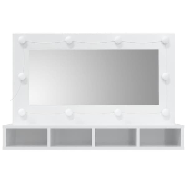 Peilikaappi LED-valoilla korkeakiilto valkoinen 90x31,5x62 cm