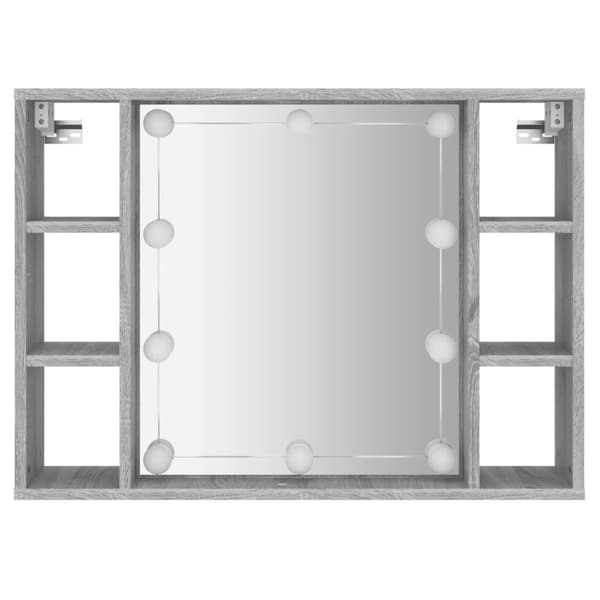 spejlskab med LED-lys 76x15x55 cm grå sonoma-eg